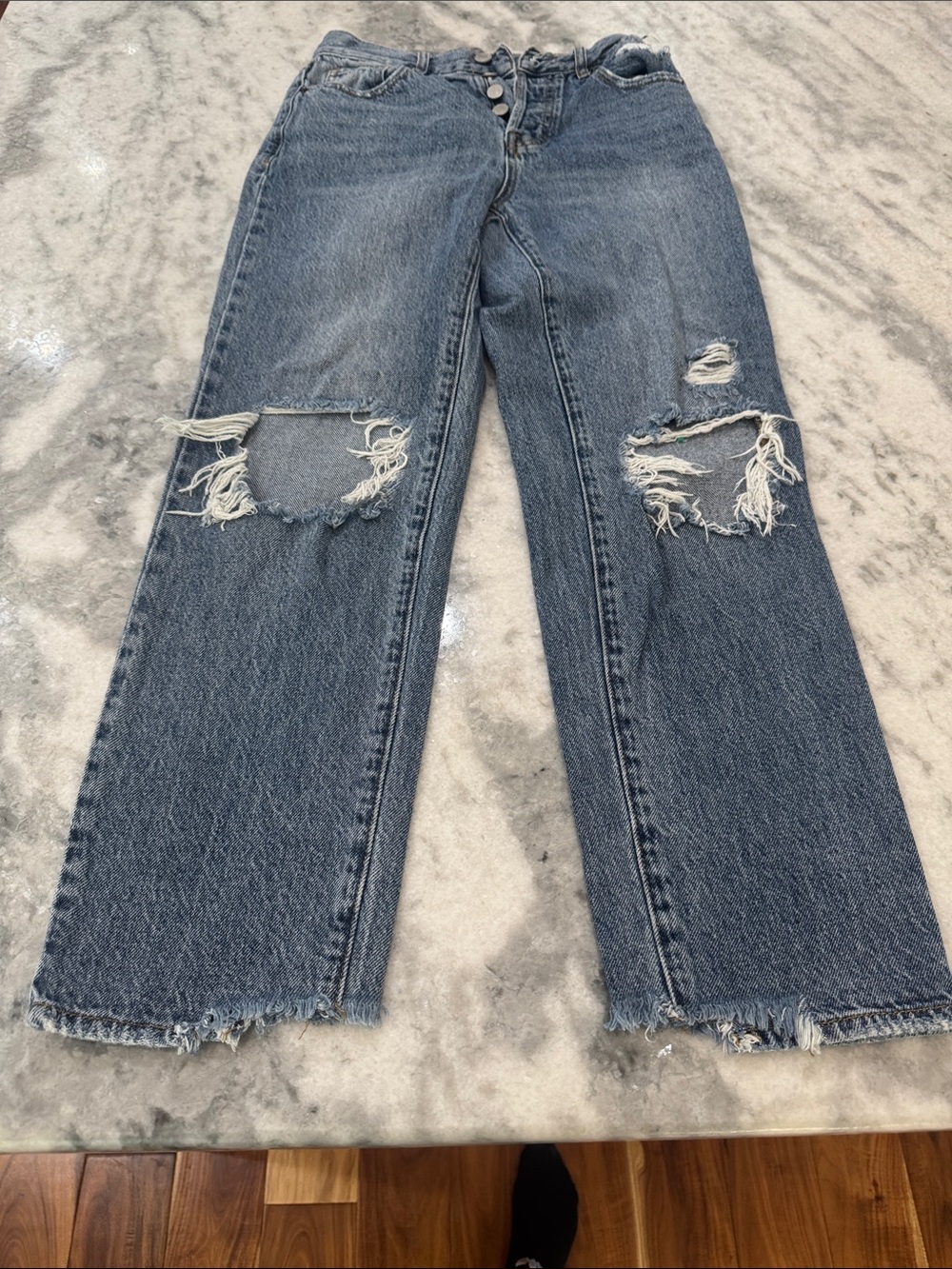 PacSun Faded Blue Straight-Leg Ripped Jeans